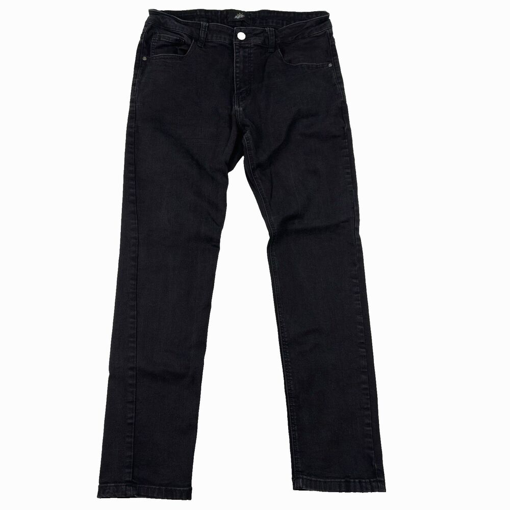 ZLZ Slim Fit Stretch Denim Jeans Men's‎ Size (33x31 Actual)  5-Pocket Black